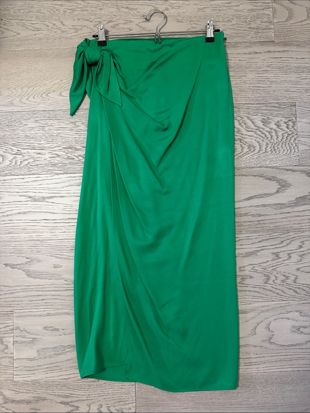 Zara Emerald Green Wrap Maxi Skirt with Side Tie